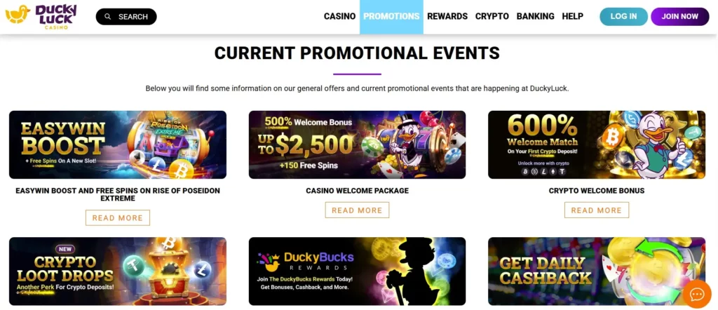 Claim DuckyLuck Bonus Offers for New and Returning Players