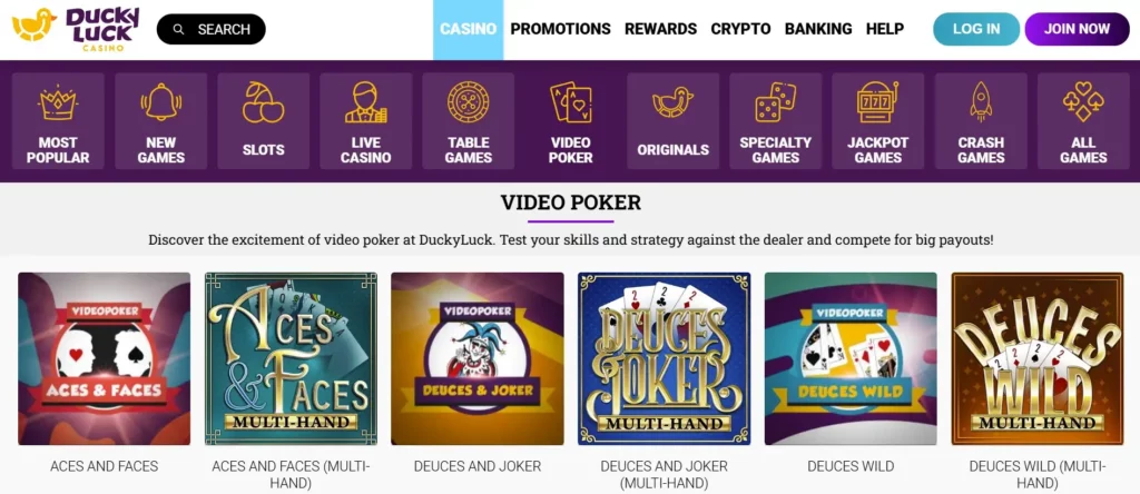 Discover Video Poker and Specialty Titles